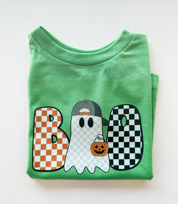 Boo Checkered Boy's Halloween Tee