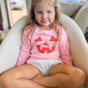  Girl's Pink Jack-O’-Lantern Long Sleeve Lettuce Edged Tee