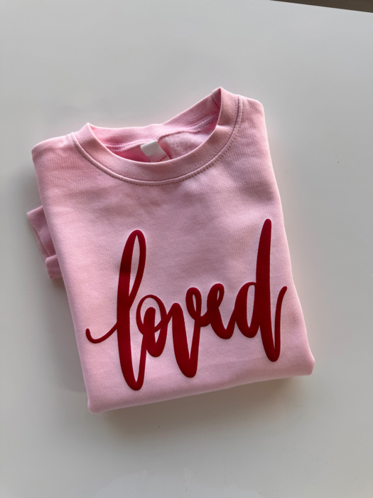 Loved Puff Print Valentine Sweatshirt (Baby–Youth)