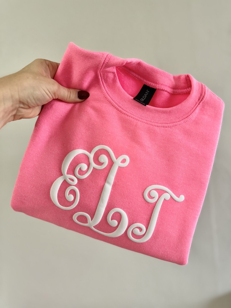 Youth Monogram Puff Print Sweatshirt