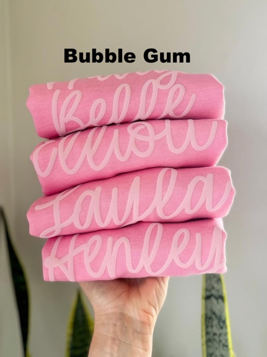 Personalized Puff Print Bubble Gum Crewneck Sweatshirt 