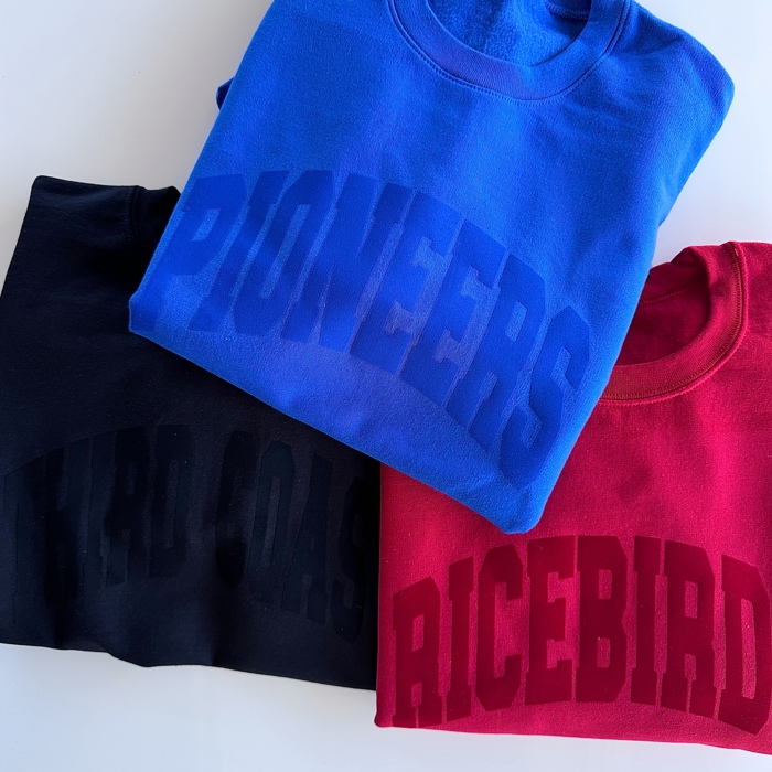 Custom Oversized One-Word Sweatshirt | Tonal | Raised Flocked Lettering