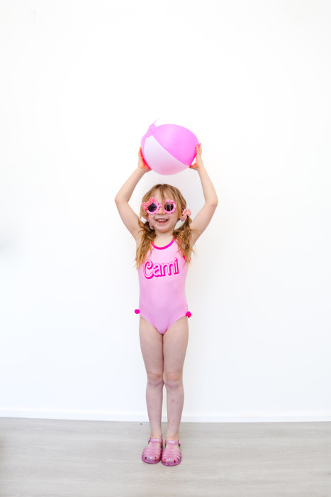 Toddler Barbie Inspired Personalized One Piece Bathing Suit