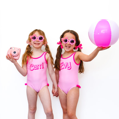 Toddler Barbie Inspired Personalized One Piece Bathing Suit