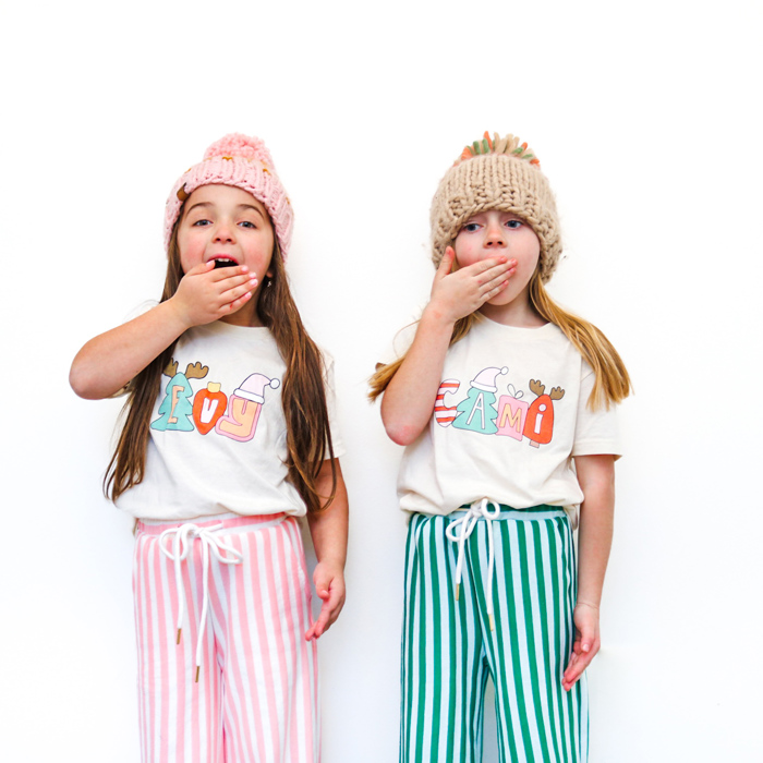 Kid's Retro Christmas Name Graphic Tee | Boys & Girls