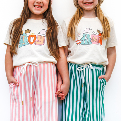 Kid's Retro Christmas Name Graphic Tee | Boys & Girls