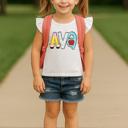  Girl's Personalized Back to School Flutter Sleeve Top