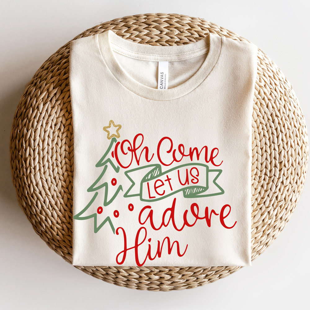 Oh Come Let Us Adore Him Christmas Graphic Tee