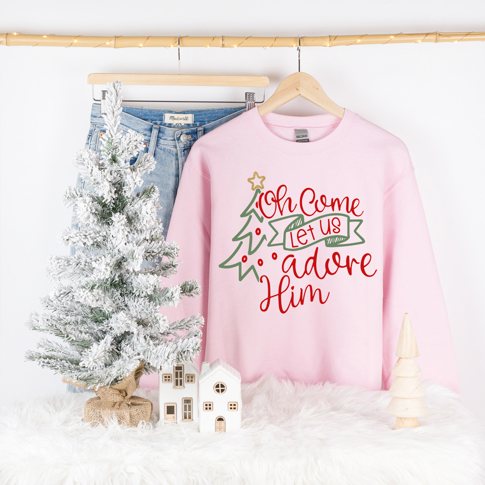 Oh Come Let Us Adore Him Christmas Graphic Crewneck