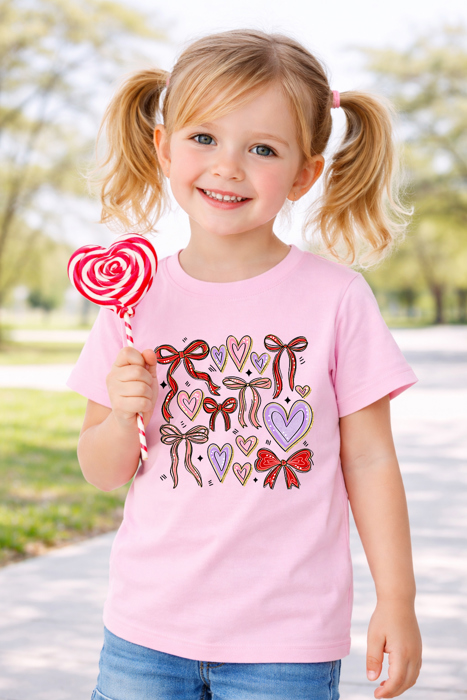 Valentine Bows & Hearts Tee | Kids 2T–YXL