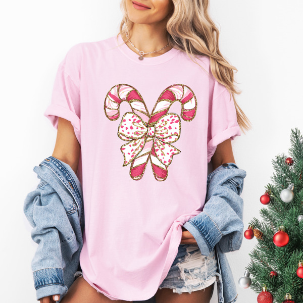 Women's Candy Cane Christmas Graphic Tee