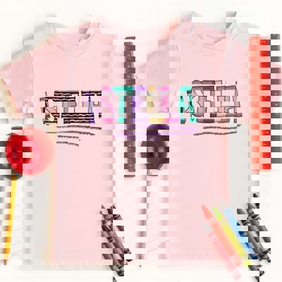  Personalized Girl's Crayon Name Tee – Toddler & Youth Sizes