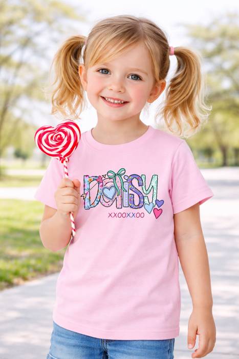 Personalized Girl's Valentine Name Tee | Kids 2T–YL