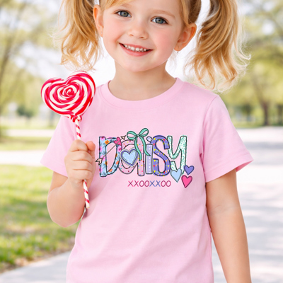 Personalized Girl's Valentine Name Tee | Kids 2T–YL