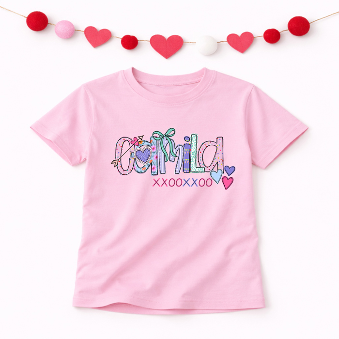 Personalized Girl's Valentine Name Tee | Kids 2T–YL