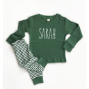 Green 3-6M Infant Personalized Christmas Pajamas