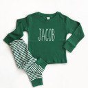 2T-3T Green Toddler Personalized Christmas Pajamas 