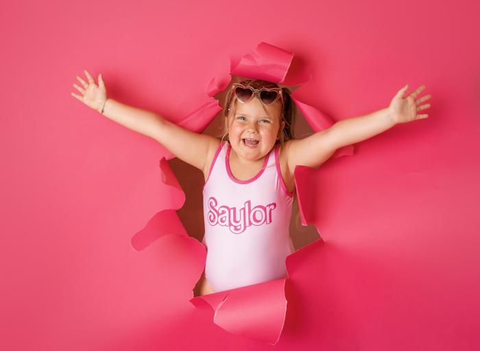 Toddler Barbie Inspired Personalized One Piece Bathing Suit