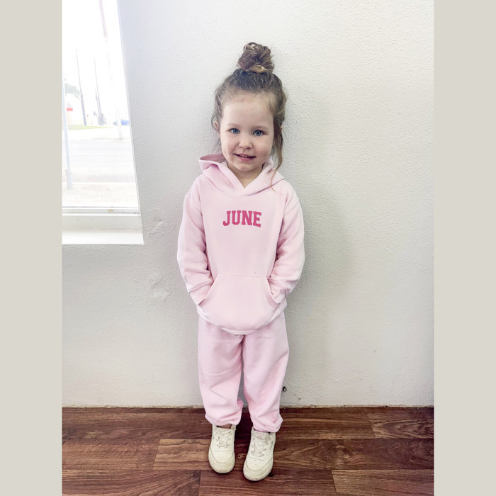 Personalized Toddler Fleece Hoodie & Jogger Set | Custom Name Sweatshirt Outfit