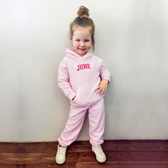 Personalized Toddler Fleece Hoodie & Jogger Set | Custom Name Sweatshirt Outfit