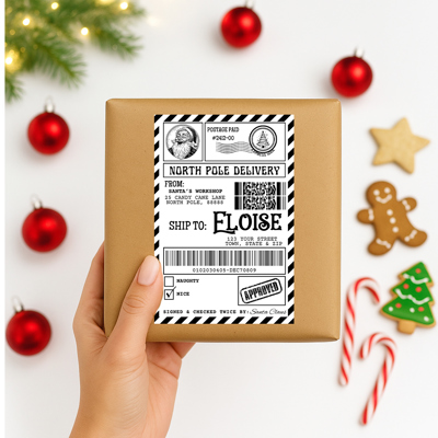 Printed North Pole Shipping Labels - Peel & Stick!