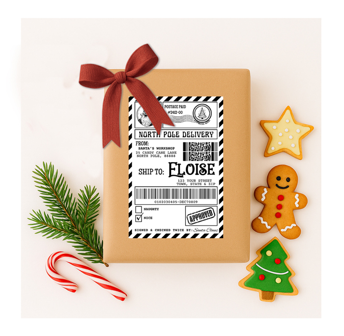 Printed North Pole Shipping Labels - Peel & Stick!