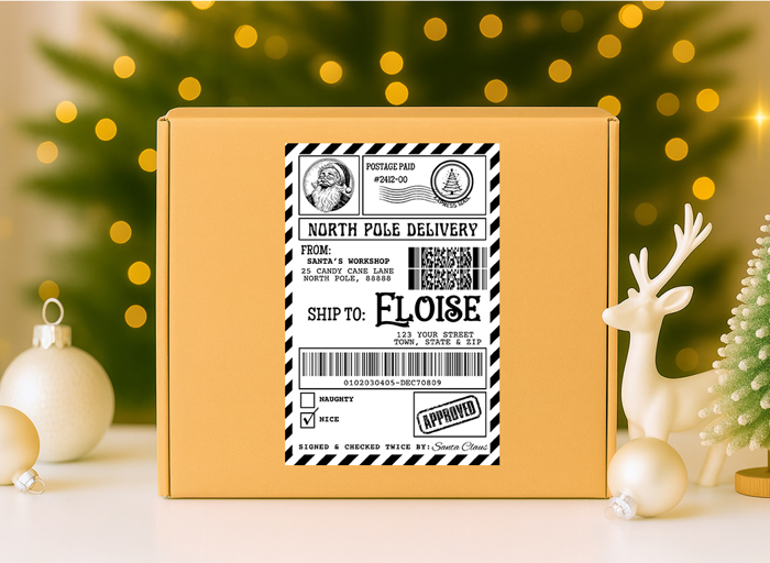 Printed North Pole Shipping Labels - Peel & Stick!