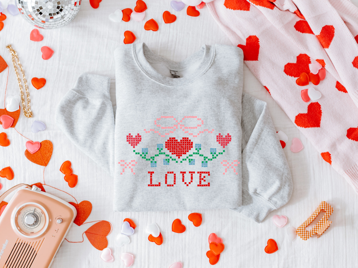 Adult Valentine LOVE Crewneck | Gildan Sweatshirt