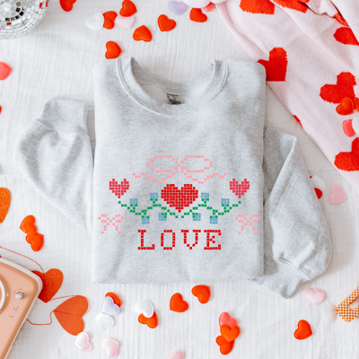 Adult Valentine LOVE Crewneck | Gildan Sweatshirt