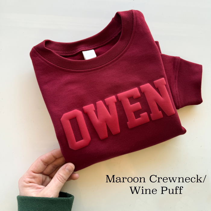 Custom Puff Name Fleece Sweatshirts for Kids