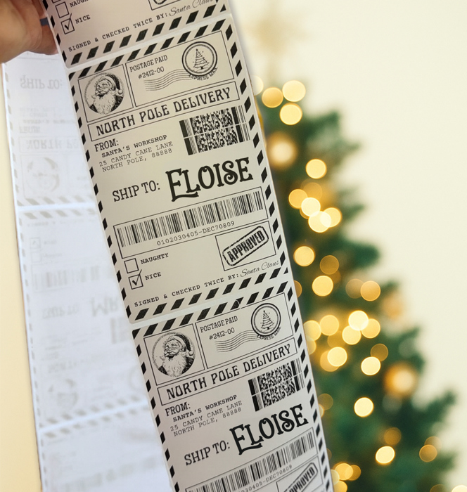 Printed North Pole Shipping Labels - Peel & Stick!