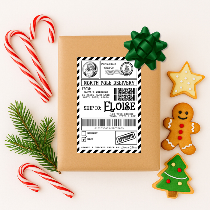 Printed North Pole Shipping Labels - Peel & Stick!