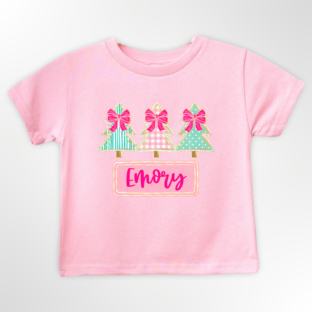 Girl's Personalized Christmas Tree Graphic Tee