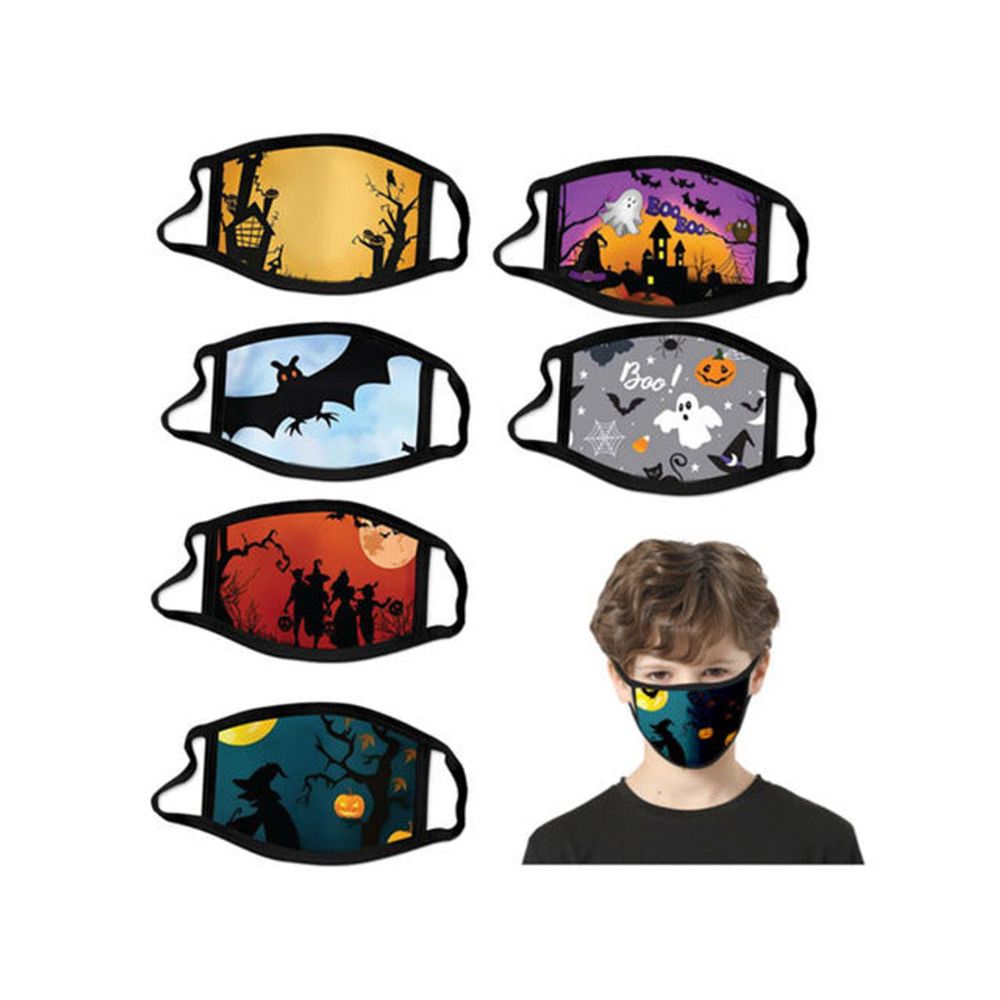 6-Pack Kids' Halloween-Themed Reusable Face Mask