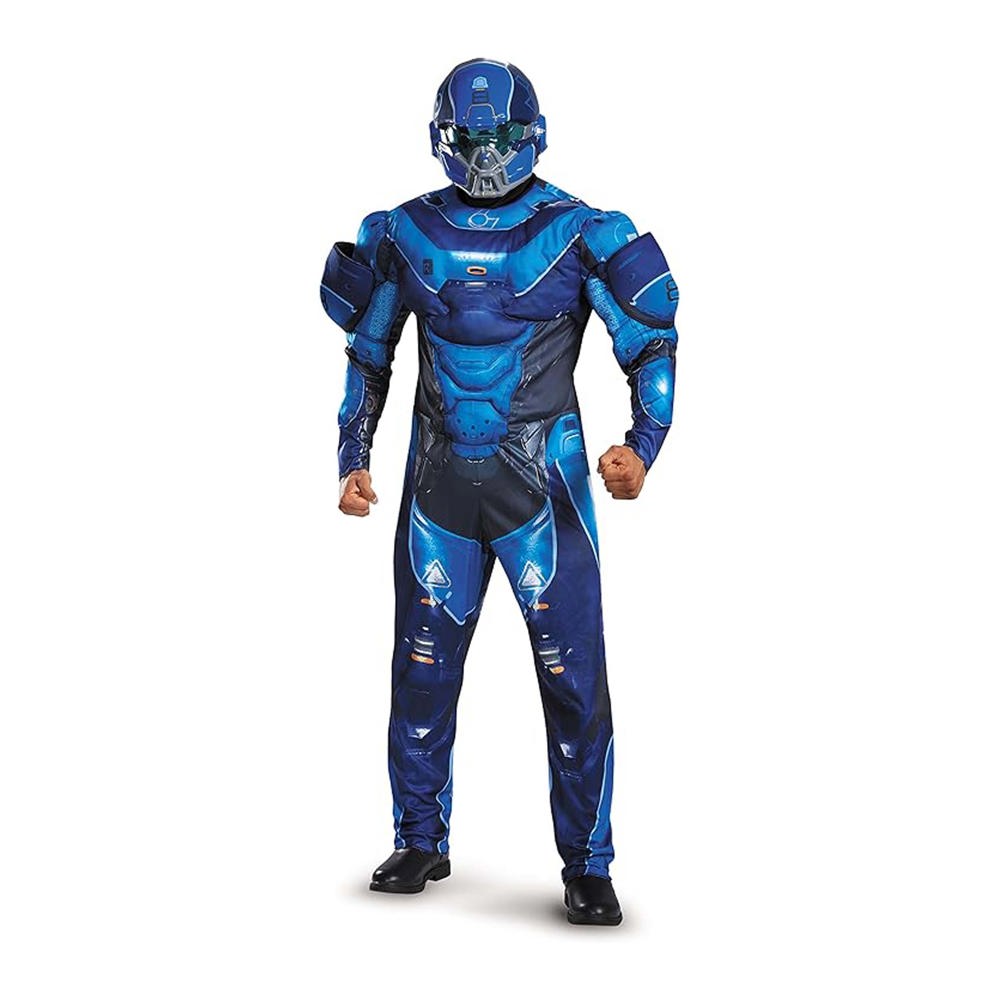 Disguise Men's Halo Blue Spartan Muscle Costume XXL