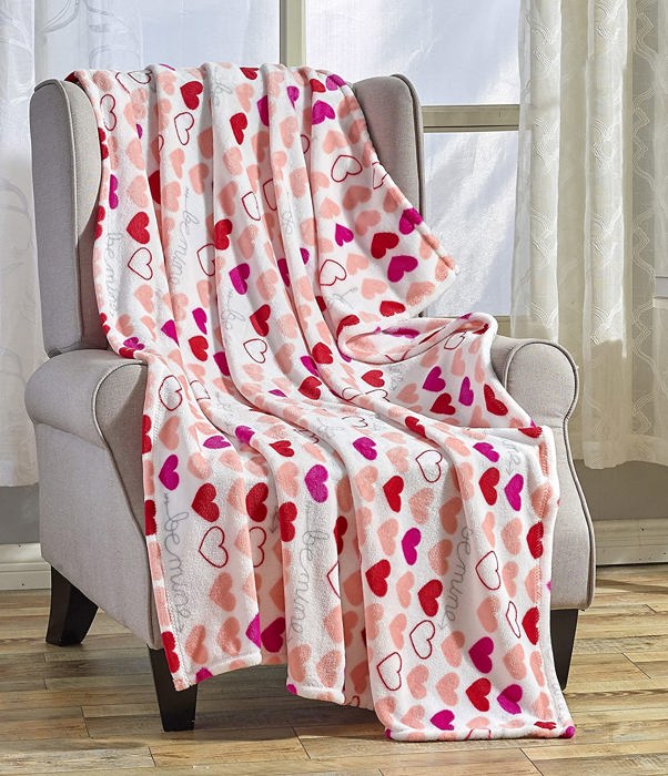 Ultra Plush Valentine's Day Heart-Themed Throw Blanket 50" x 60"