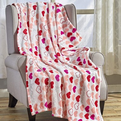 Ultra Plush Valentine's Day Heart-Themed Throw Blanket 50" x 60"