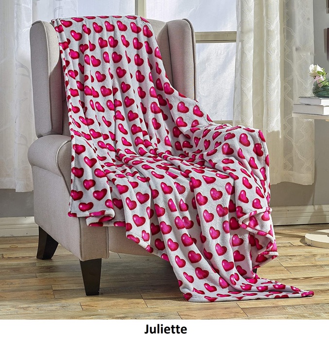 Ultra Plush Valentine's Day Heart-Themed Throw Blanket 50" x 60"