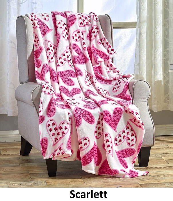 Ultra Plush Valentine's Day Heart-Themed Throw Blanket 50" x 60"