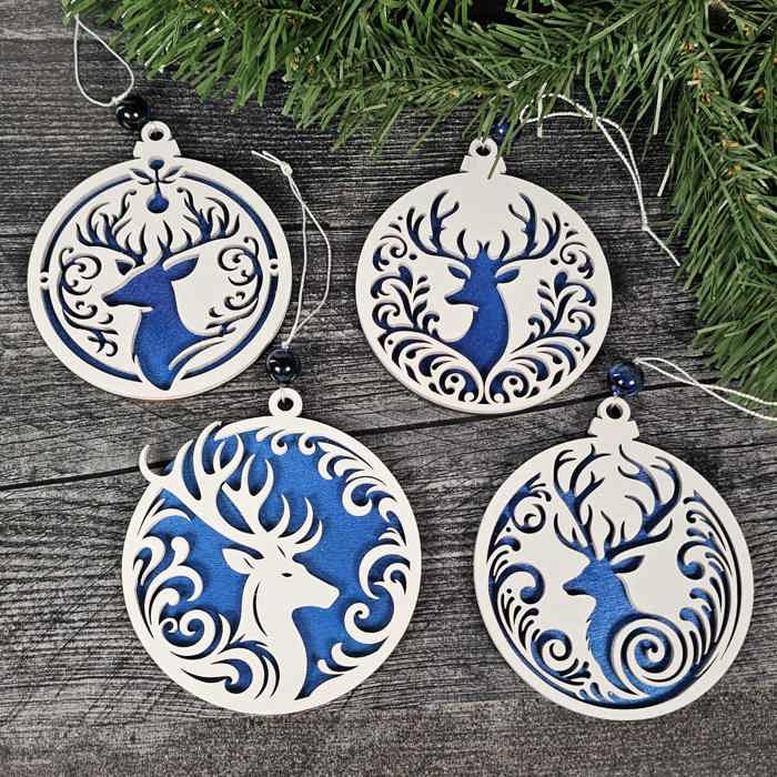 Rustic Layered Deer Christmas Ornament