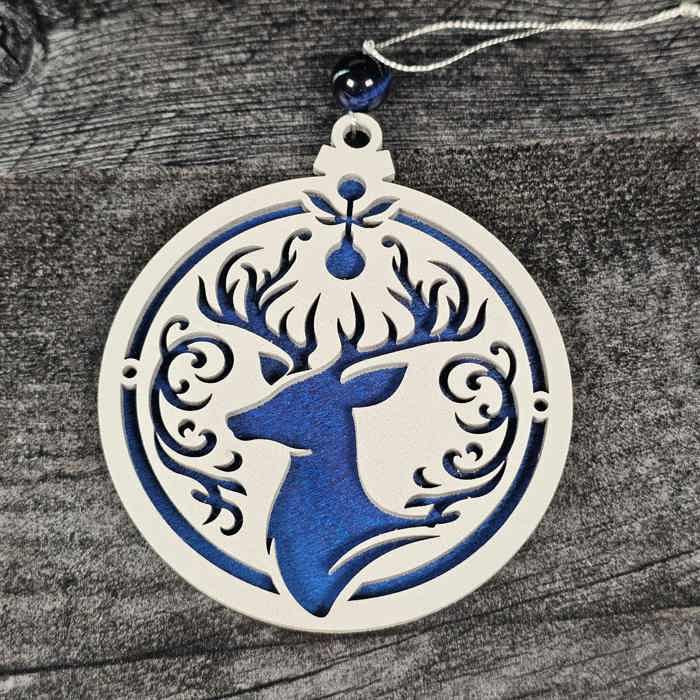 Rustic Layered Deer Christmas Ornament