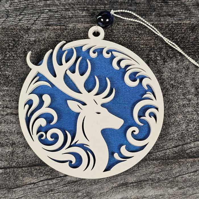 Rustic Layered Deer Christmas Ornament