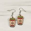 Peppermint Coffee Winter Holiday Earrings