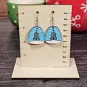 Swirly Tree Blue Christmas Snowy Wonderland Earrings