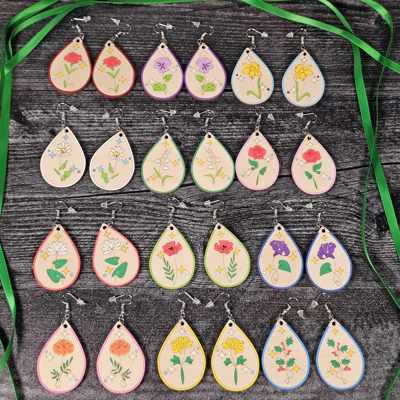 Birth Month Flower Earrings | Wooden Floral Accessories