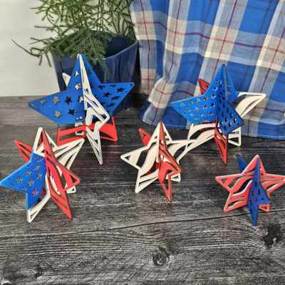 Red White & Blue Shelf Sitters | Waving American Flag | Patriotic Decor