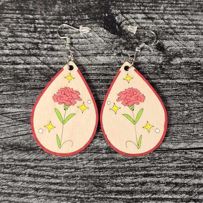 Birth Month Flower Earrings | Wooden Floral Accessories