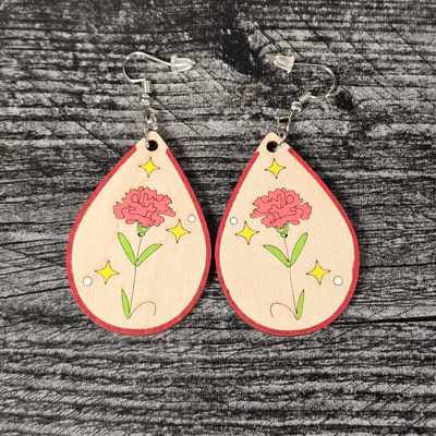 Birth Month Flower Earrings | Wooden Floral Accessories