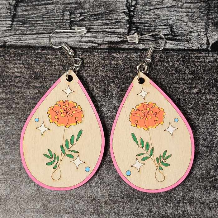 Birth Month Flower Earrings | Wooden Floral Accessories