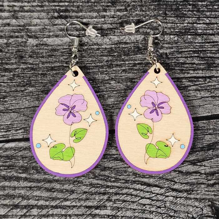 Birth Month Flower Earrings | Wooden Floral Accessories